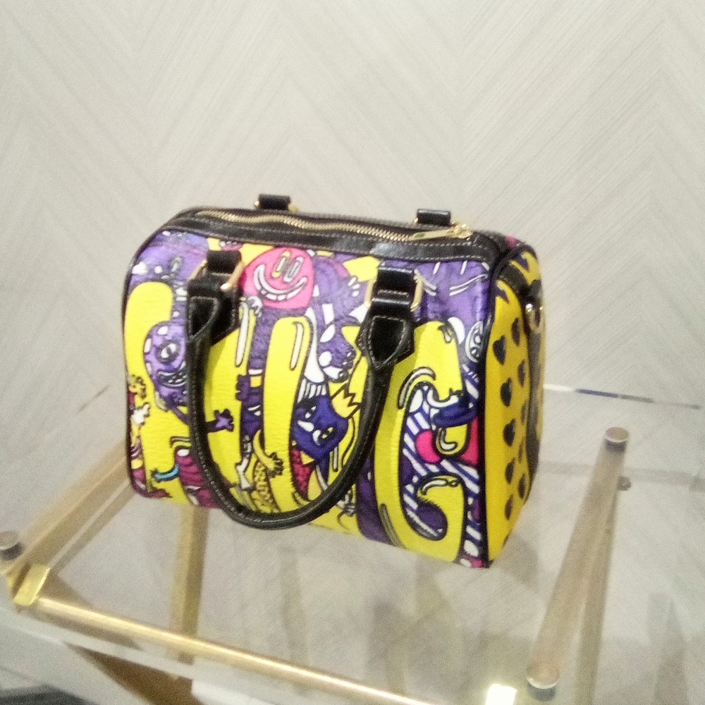 Yellow and Purple Graphic Satchel